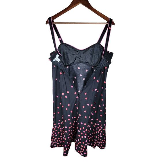 DressBarn Size 6 Black Pink‎ Polka Dot Fit and Flare Slip Dress Pinup Rockabilly - Picture 4 of 5